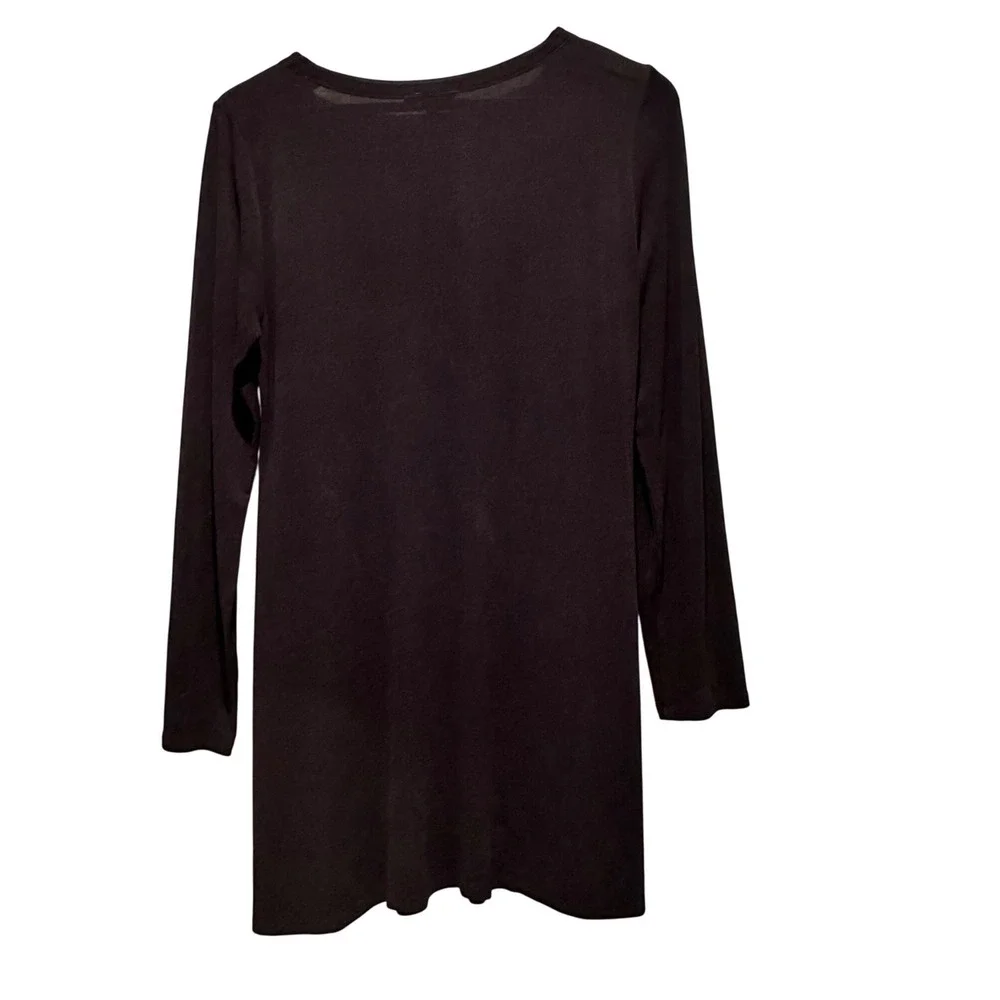 Eileen Fisher Black 100% Silk Tunic Top‎ Medium Minimalist Lagenlook